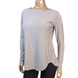 Wilfred La Riviere Long Sleeve Top Womens Size XS Grey Open Back Swiss Dot